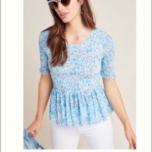 Anthropologie’s Ashton Smocked Peplum Top
